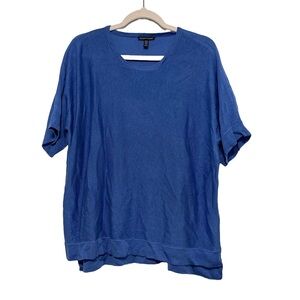 Eileen Fisher Blue Short Sleeve Tencel Shirt
